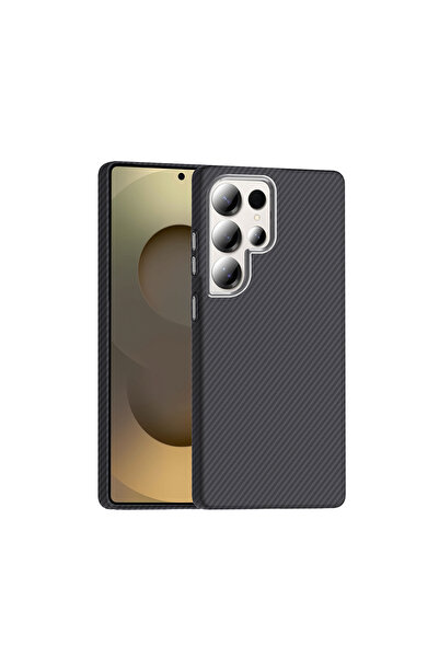 zore Galaxy S25 Ultra Kılıf M-safe Şarj Özellikli Karbon Fiber Görünümlü SENK...