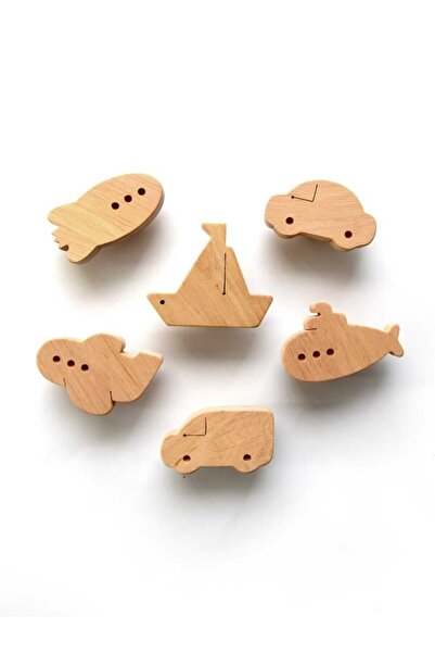 MİESSA 6 Pieces! Baby Room Wooden Handle, Handle with Airplane Car, Handle with Vehicle for Baby Kids Room