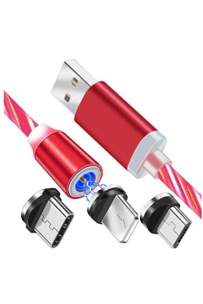 MANDU Cablu magnetic 3 in 1 incarcare si transfer date telefon Lightning Micro USB Type C
