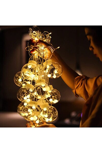 Tawitech Illuminated Christmas Ball Curtain Led 3m 120 Led 8 Function Decorative Eaves Light with Plug