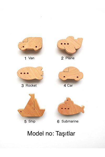 MİESSA 6 Pieces! Baby Room Wooden Handle, Handle with Airplane Car, Handle with Vehicle for Baby Kids Room