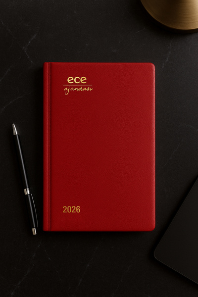 Ece Ajandası Akçay 2026 12x18 Günlük Ajanda Çizgili Kırmızı