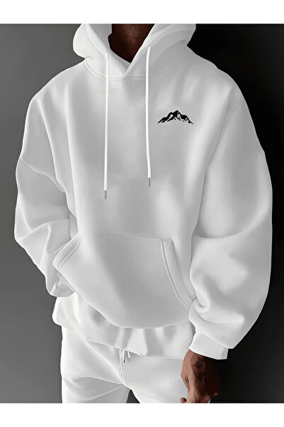 Soothing Space Unisex Oversized Hooded Sweatshirt Mountain Patterned