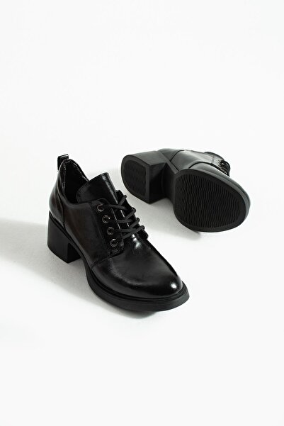 tivana Kadın Bağcıklı Yüksak Taban Topuklu Ayakkabı Diva - Siyah