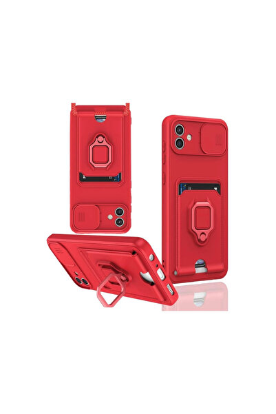 eco port Samsung Galaxy A06 Case Zuma Silicone with Business Card and Ring - Red