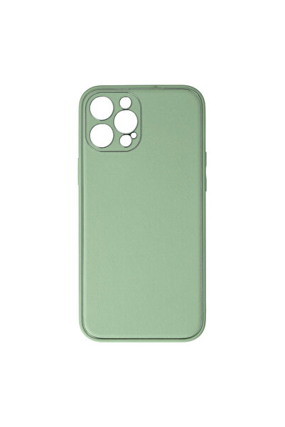 Marsilyan غطاء سيليكون من جلد الكوكو لهاتف آيفون 12 برو - أخضر فاتح