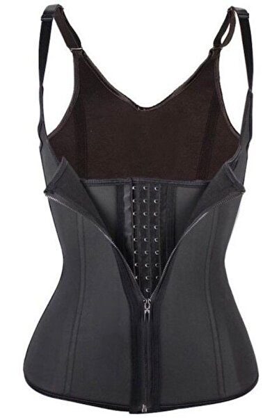 BiTec Original Shapewear Waist Trainer with Zipper and 3-Row Closure, Black, Size XL