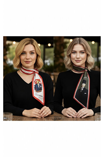Mavi Masal Founding Teacher Atatürk Silhouette and Autographed Scarf Set / Tie Set