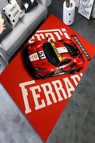 Kessy Home Studio Spor Araba Desenli Genç Oda Halısı Dijital Baskı Salon Halı...