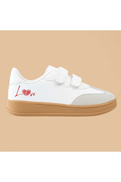 bhk desing Red Love Printed Girls' Sports Shoes Sneaker