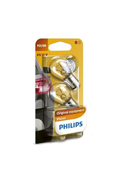 Philips Vision P21/5W Stop ve Fren Ampulü, 12V BAY15D, 2'li Paket