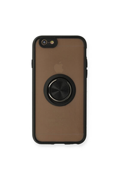 Marsilyan غطاء سيليكون مونتريال لجهاز iPhone 6 مع حلقة - أسود