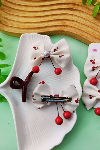 Nisankids Girl's Dangling Bow Cherry Buckle 1 Piece Latch Buckle