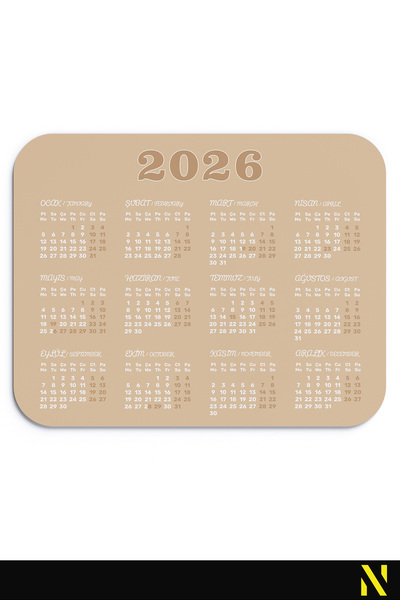 nilizma 2026 Calendar Brown Ergonomic Mouse Pad with Non-Slip Surface for Home and Office Use Mousepad