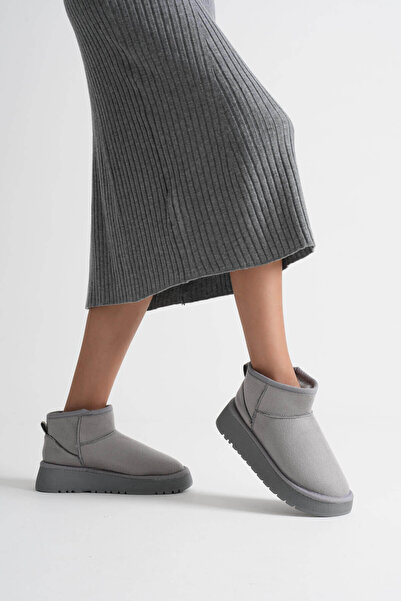 Leyan Butik Alina Women's Gray Winter Fur Boots