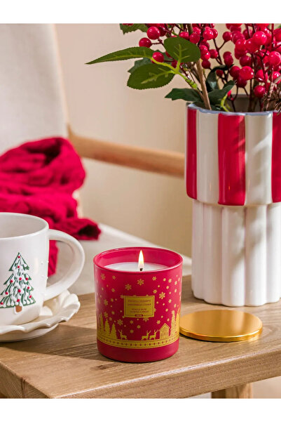 LC Waikiki HOME Kırmızı Yılbaşı Temalı Zencefil Kurabiye Kokulu Bardak Mum 190 G