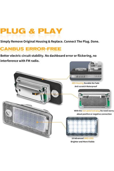 DOMDRIVE Set Lampi LED numar Audi A3 8P, A4 b6, A4 b7, A6, RS4, S4, RS6, S6, A8