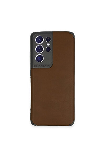 eco port حافظة سامسونج جالاكسي S21 الترا لووب جلد من السيليكون - بني مع حماية...