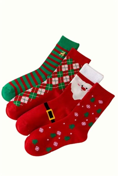 Trade Bazaar Unisex Christmas Socks |   Santa Claus, Deer or Snowman Patterned Mid-Calf Socks (1 Pair) – Random Mo
