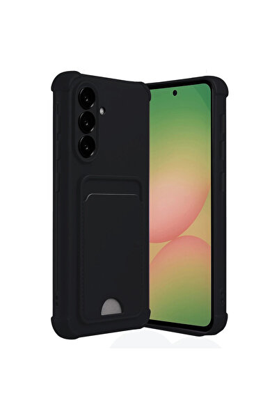 eco port حافظة سامسونج جالاكسي A56 من السيليكون مع بطاقة عمل كلفن - أسود