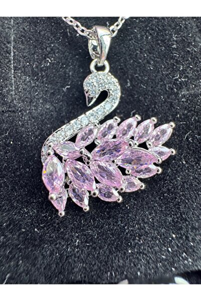 shop PEMBE KUĞU KOLYE YÜZÜK SETİ ÇELİK