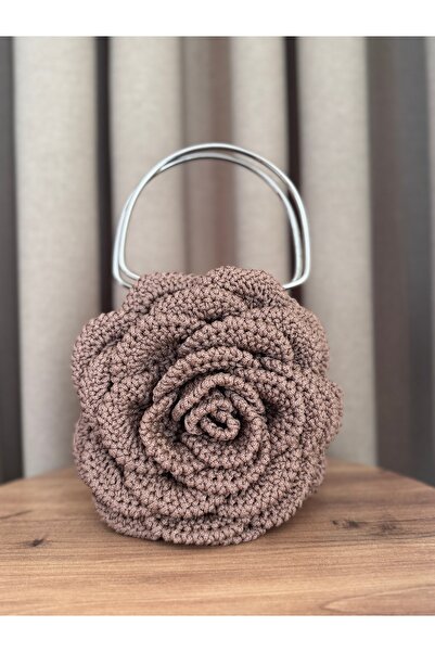 Helybag El Yapımı Örgü Gül Çanta – Rose Bag – Metal Saplı - 4 farklı renk seç...