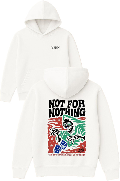 VSRN Hot for nothing Hanorac alb supradimensionat cu glugă și imprimeu de design