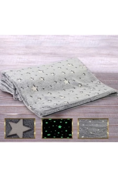 FOXMAG24 Fluffy blanket, with phosphorescent stars, dimensions 120X150 cm, soft and comfortable, gray