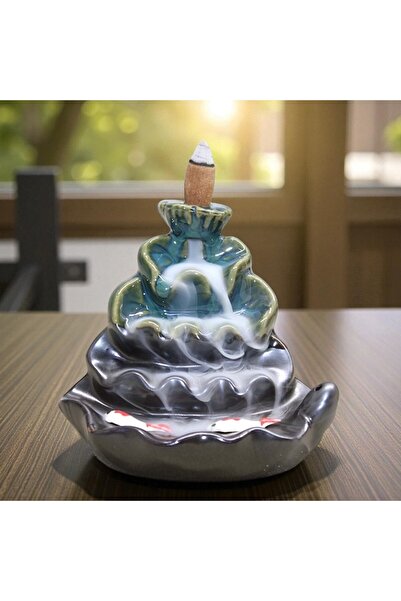 Kuzey Tacı Model de cascadă din ceramică cu reflux pentru tămâie 11 cm – Casc...