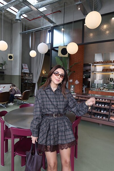 Özge Özgenç Gingham Shirt Skirt Set