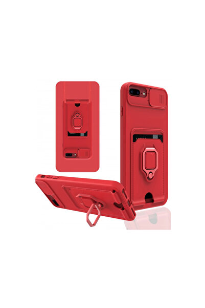 eco port جراب آيفون 7 بلس زوما من السيليكون مع حلقة بطاقة العمل - أحمر