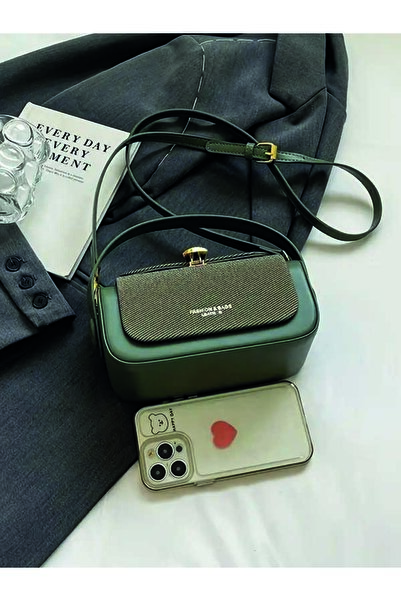 ÇANTA Vintage Mini Pu Green Women's Handheld Shoulder Bag with Gold-Tone Hardware Casual Classic Design Arm Bag