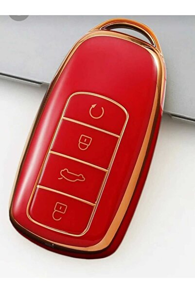 GMA KEYS غطاء مفتاح نانو لسيارة شيري تيجو 8 برو وأومودا 5 وتيجو 7 أفانتجارد، لون أحمر ذهبي، جودة أولى
