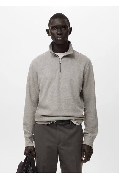 MANGO Man Regular kesim fermuarlı yaka sweatshirt