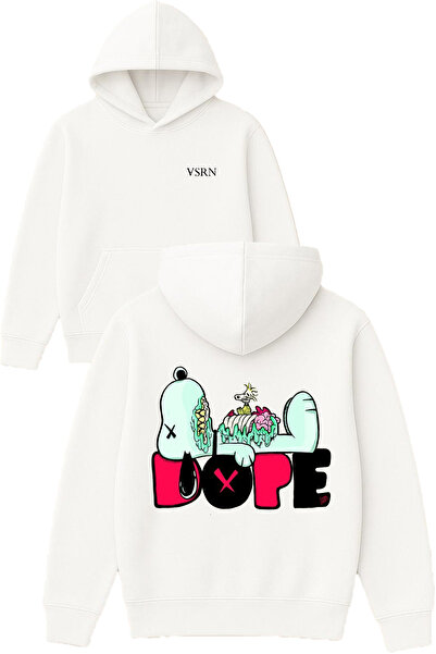 VSRN تصميم دوب زومبي مطبوع قصة فضفاضة سويت شيرت أبيض بغطاء رأس