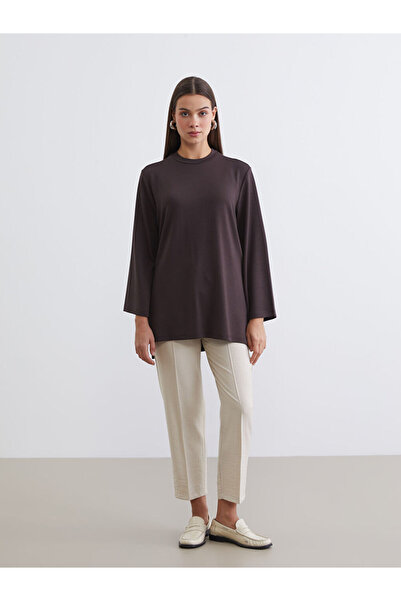 LC Waikiki Bisiklet Yaka Oversize Kadın Sweatshirt Tunik