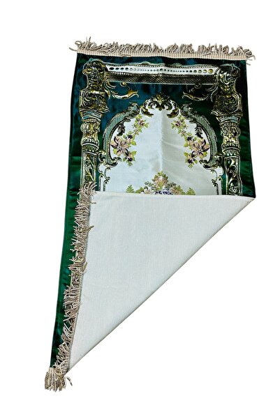 simply line Stylish Dowry Gift with Ottoman Motifs, Luxurious Prayer Mat Lined with Gold-Plated Quality Large-Sized Prayer Mat