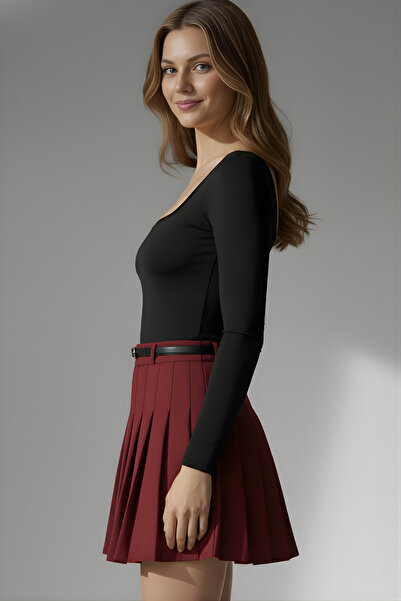 lytonstore Women's Square Neck Stretch Fabric Long Sleeve Basic Bodysuit