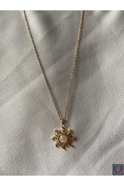 uyguntakıaksesuar Altın Renk Güneş Figürlü Opal Taşlı Çelik Kolye – Stainless...