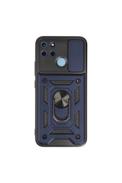 eco port حافظة Realme C25y من السيليكون مع حلقة عدسة Pars - باللون الأزرق الد...