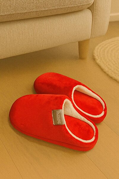 ALB TERLİK AYAKKABI SAN. TİC. LTD. ŞTİ. Solid Color Women's House Slippers - Warm and Comfortable Plush Winter Slippers with Fur Inside