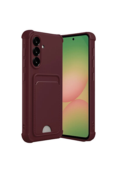 Marsilyan حافظة سامسونج جالاكسي A36 من السيليكون مع بطاقة عمل كلفن - أحمر كلاريت