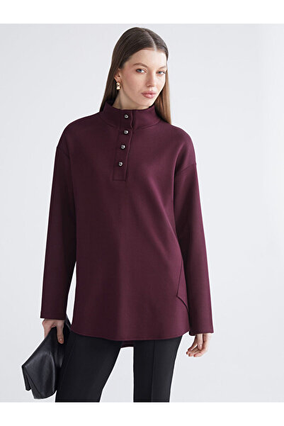 LC Waikiki Mürdüm Dik Yaka Oversize Kadın Tunik