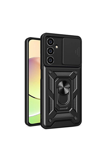 eco port حافظة سامسونج جالاكسي A15 4G من السيليكون مع حلقة عدسة بارس - أسود