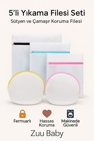 Zuu Baby 5-Piece Laundry and Bra Washing Net