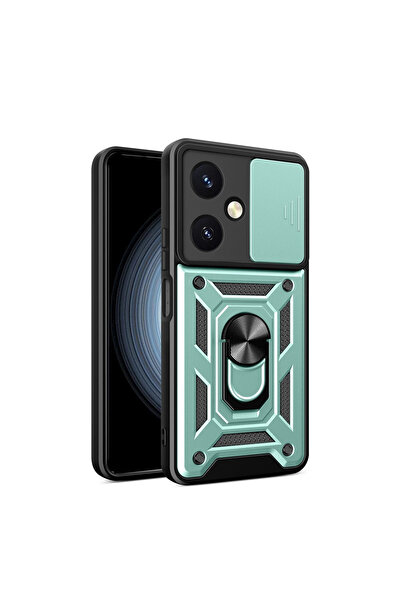 eco port حافظة Vivo Y27 من السيليكون مع حلقة عدسة Pars - حافظة سيليكون خضراء ...