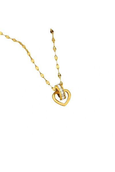 RAFINI Colier Heart Loop gold - Placat cu Aur 18K, Otel inoxidabil