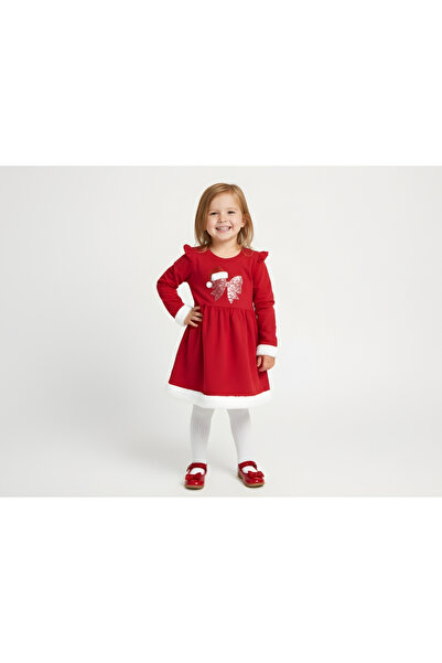 Nimini Kids New Year's Themed Bow Hat Printed Baby Girl Children's Dress (1-4 Years Old)