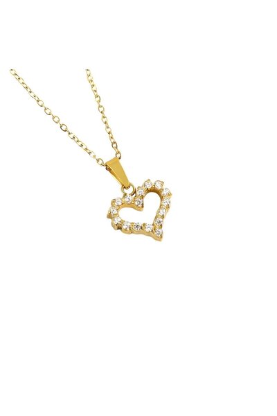 RAFINI Colier Glowing Heart - Placat cu Aur 18K, Otel inoxidabil
