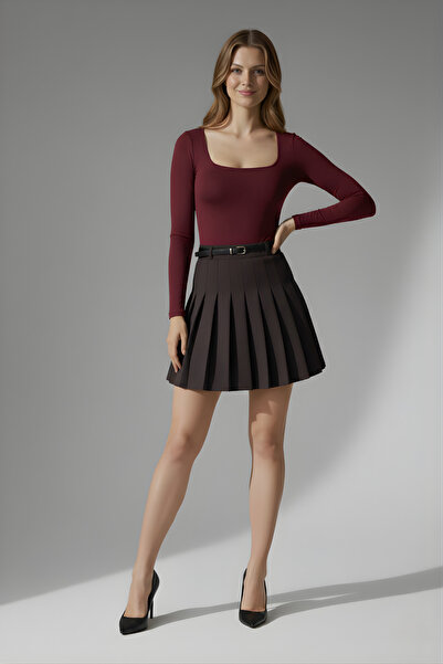 lytonstore Women's Square Neck Stretch Fabric Long Sleeve Basic Bodysuit